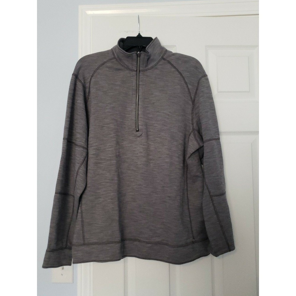 Tommy Bahama Mens Grey Pullover with 3/4 Zipper Reversible Medium